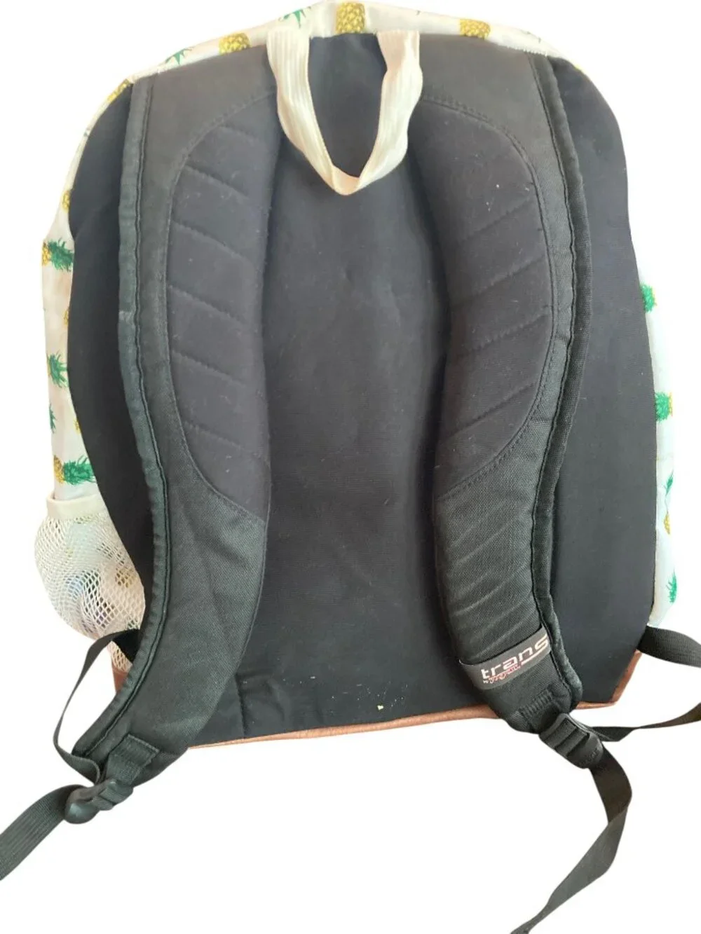 Large JANSPORT Student School Laptop Backpack PINEAPPLE Faux Leather Bottom